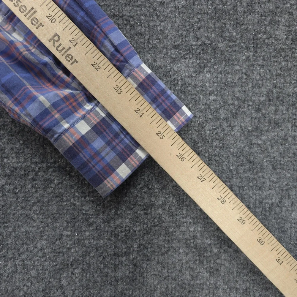 Johnnie O Shirt Mens Large Blue Plaid Button Down Long Sleeve Surf‎ Logo Casual